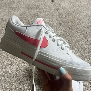 Nike Court Legacy Lift White and Pink Casual Sneakers